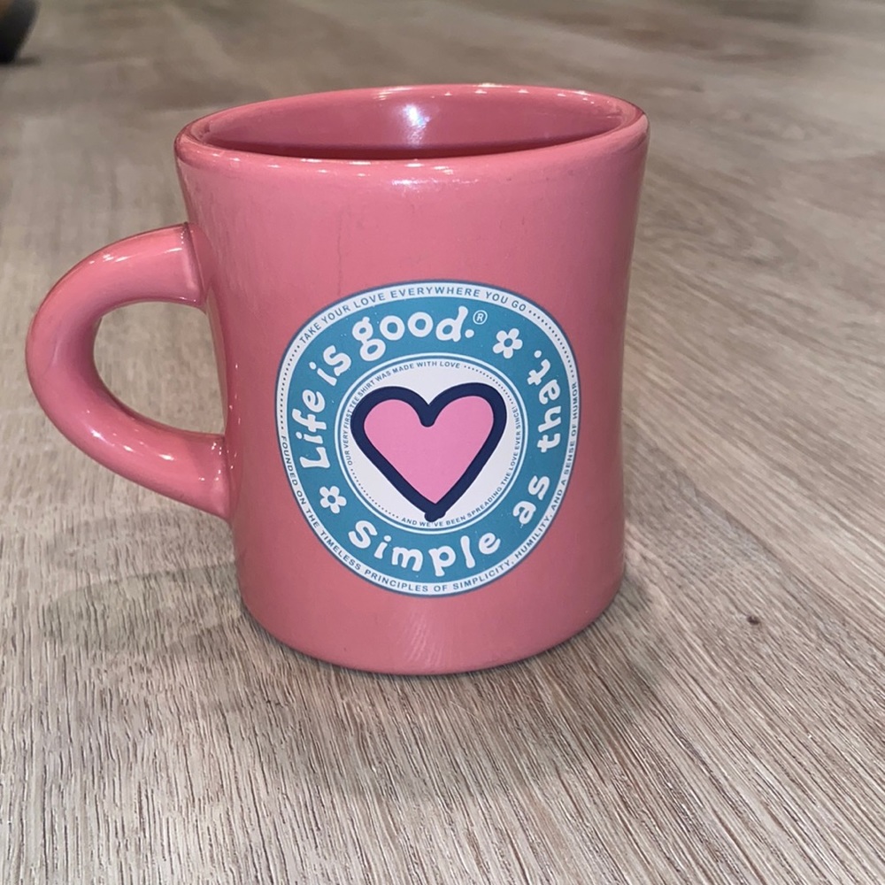 Life Is Good Pink Heart Mug
